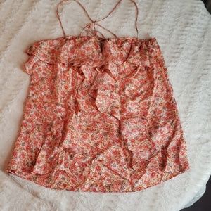 Banana Republic silk floral cross strap tank euc